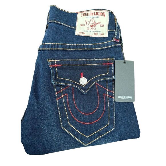 NEW TRUE RELIGION $199 ROCCO BIG T STITCH FLAP RELAXED SKINNY JEANS SZ 30x32 - Picture 2 of 16